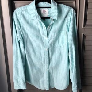 NWT SO green & white striped oxford size large